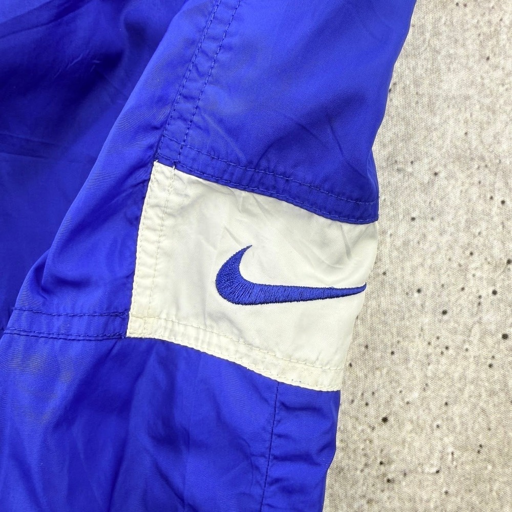 Vintage 90s Nike Team Blue White Swoosh Lined Ankle Zip Track Pants Mens 2XLT - Picture 2 of 9